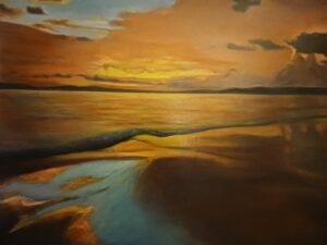 A beautiful painting of a beach