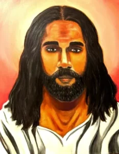 A beautiful portrait of Jesus with oil paint