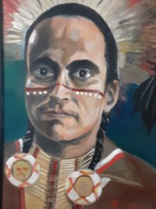An oil painting of a red Indian child